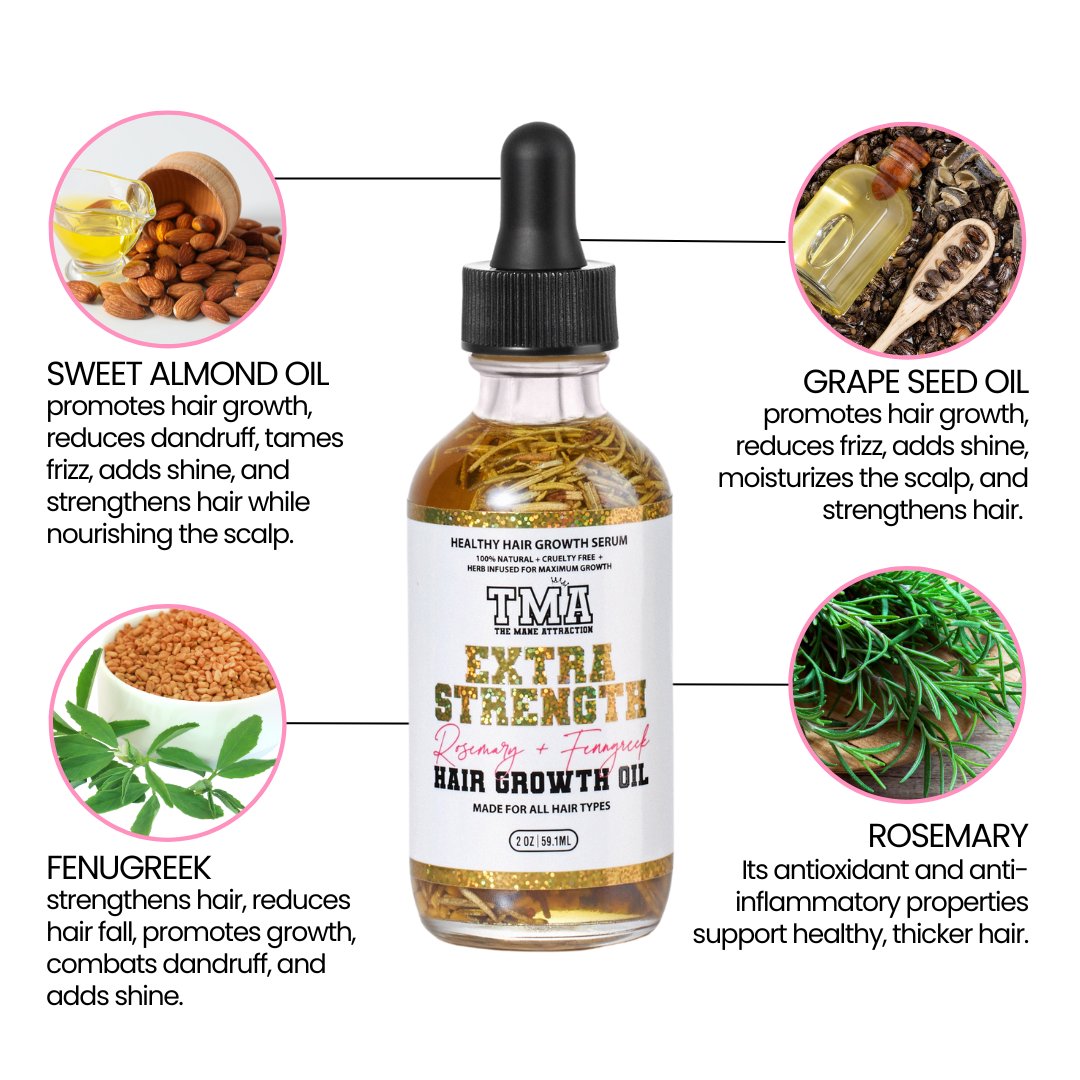 Extra Strength Rosemary+Fenugreek Herbal Hair Growth Oil - The Mane Attraction