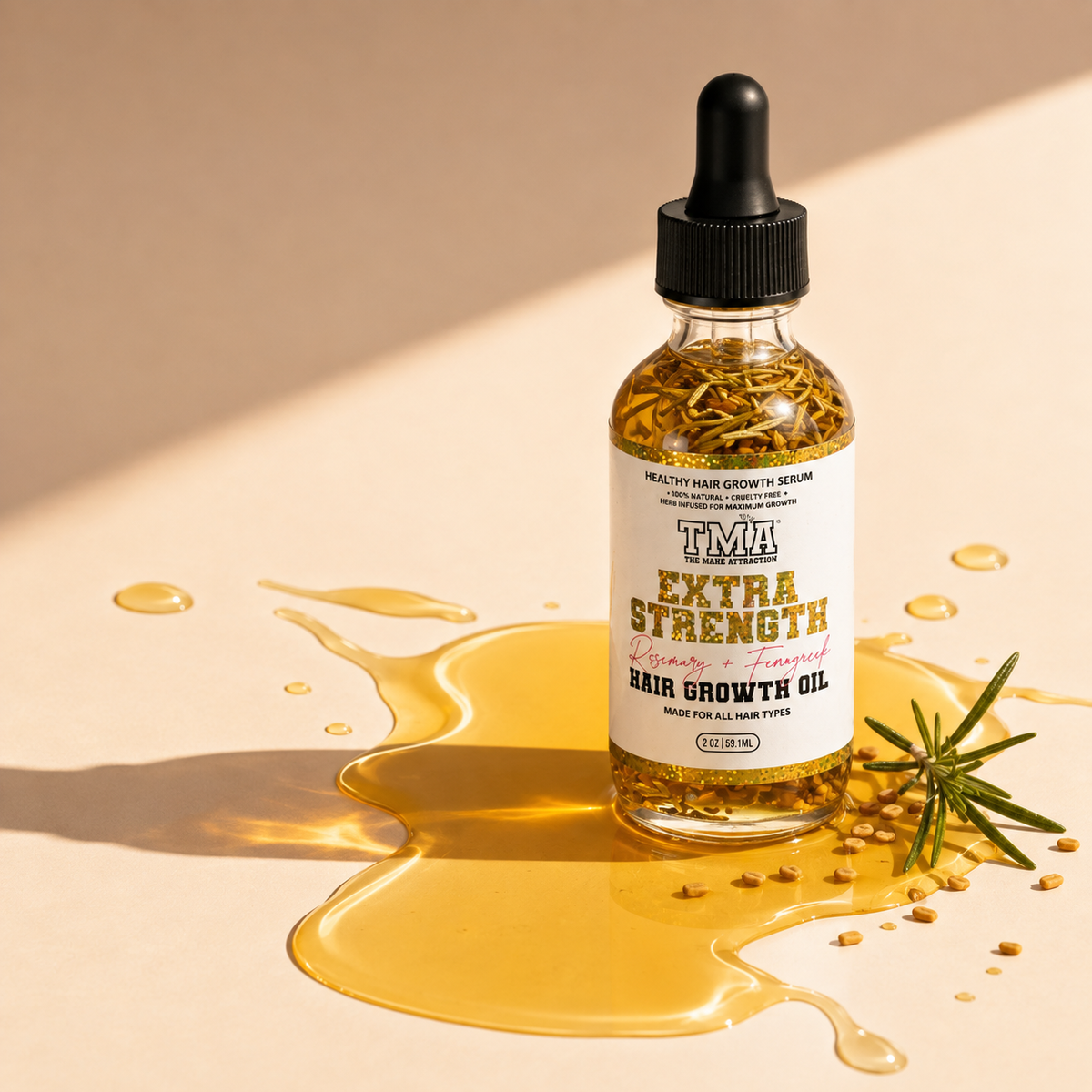 Extra Strength Rosemary+Fenugreek Herbal Hair Growth Oil - The Mane Attraction