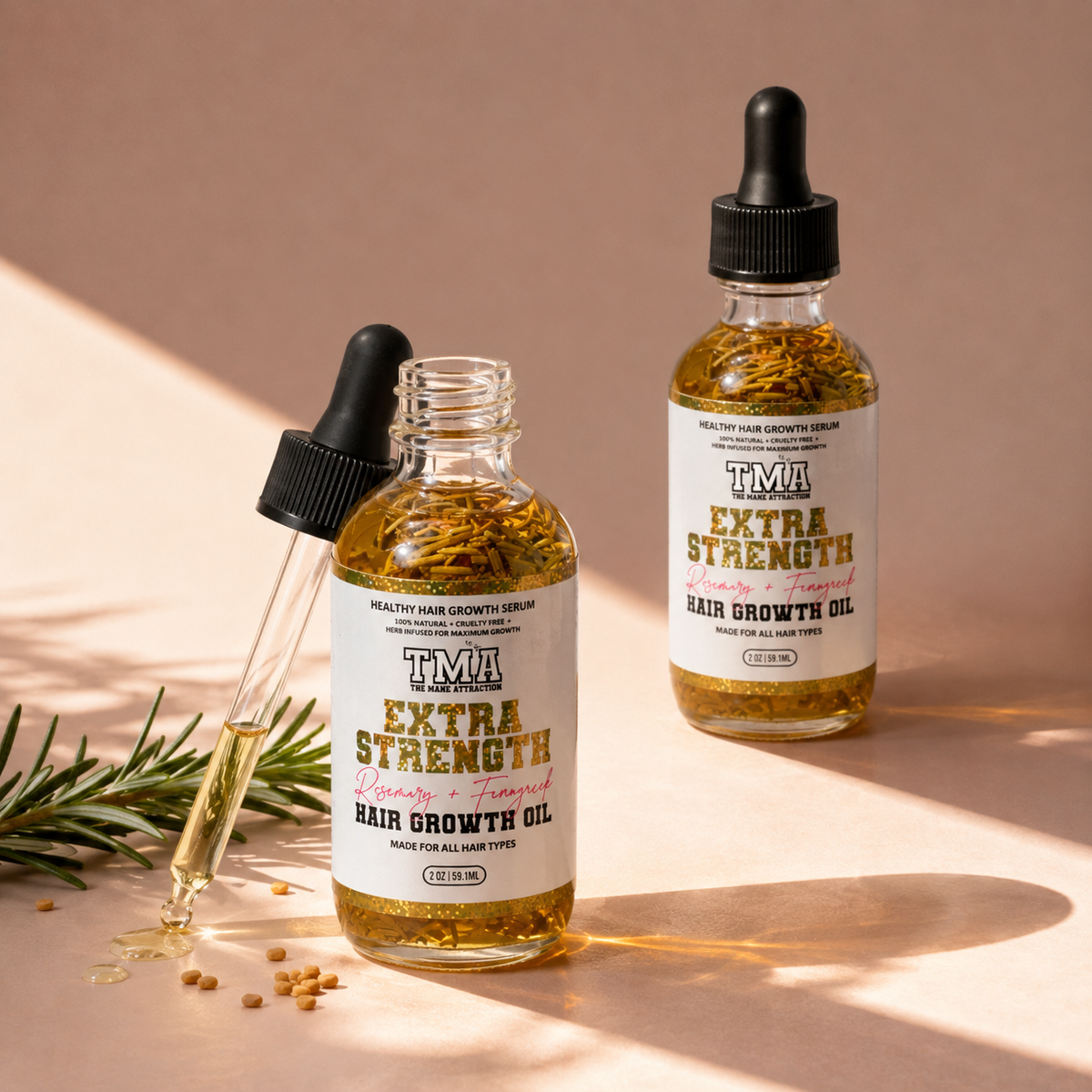Extra Strength Rosemary+Fenugreek Herbal Hair Growth Oil - The Mane Attraction