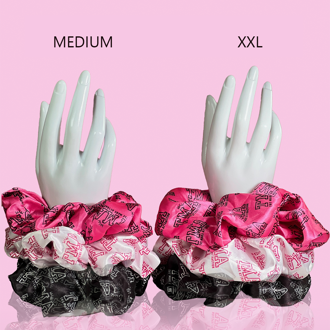 Satin Logo Hair Scrunchies- 3 Pack - The Mane Attraction