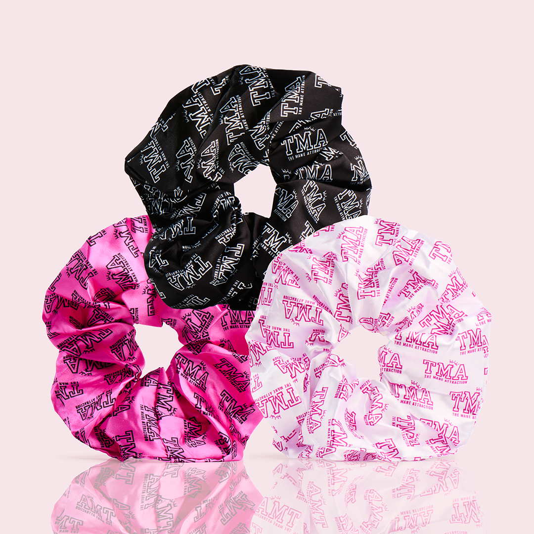 Satin Logo Hair Scrunchies- 3 Pack - The Mane Attraction