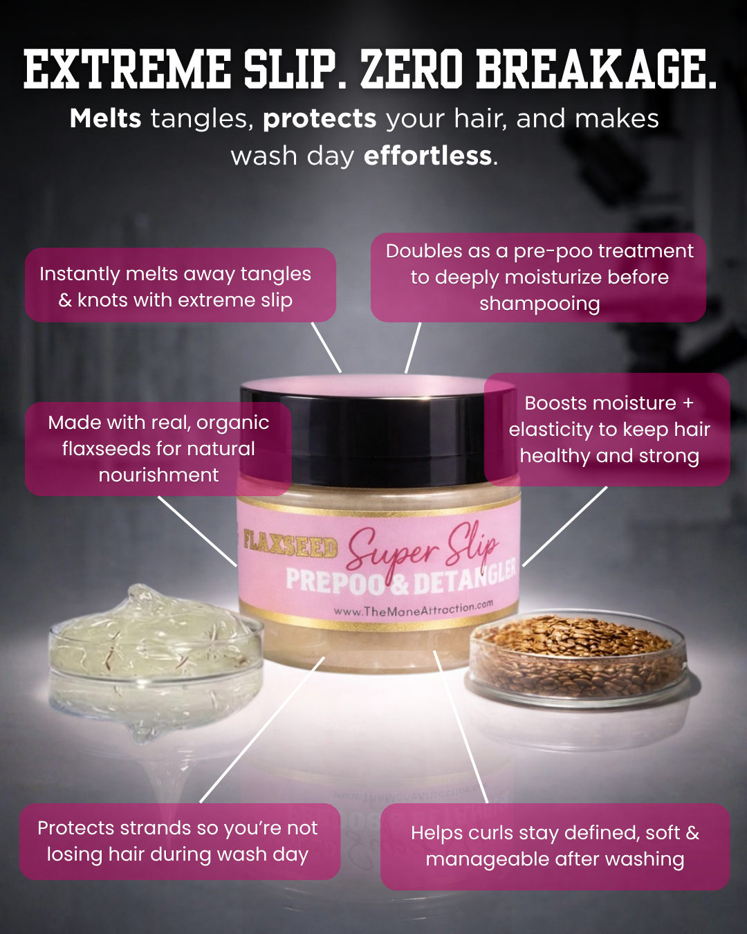 Flaxseed Super Slip Prepoo & Detangler - The Mane Attraction