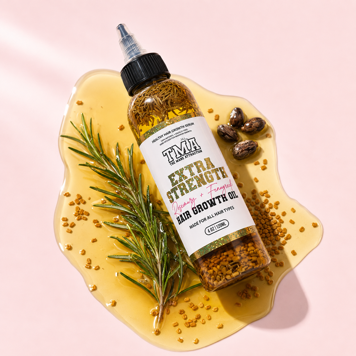 Jumbo Extra Strength Rosemary+Fenugreek Herbal Hair Growth Oil - The Mane Attraction